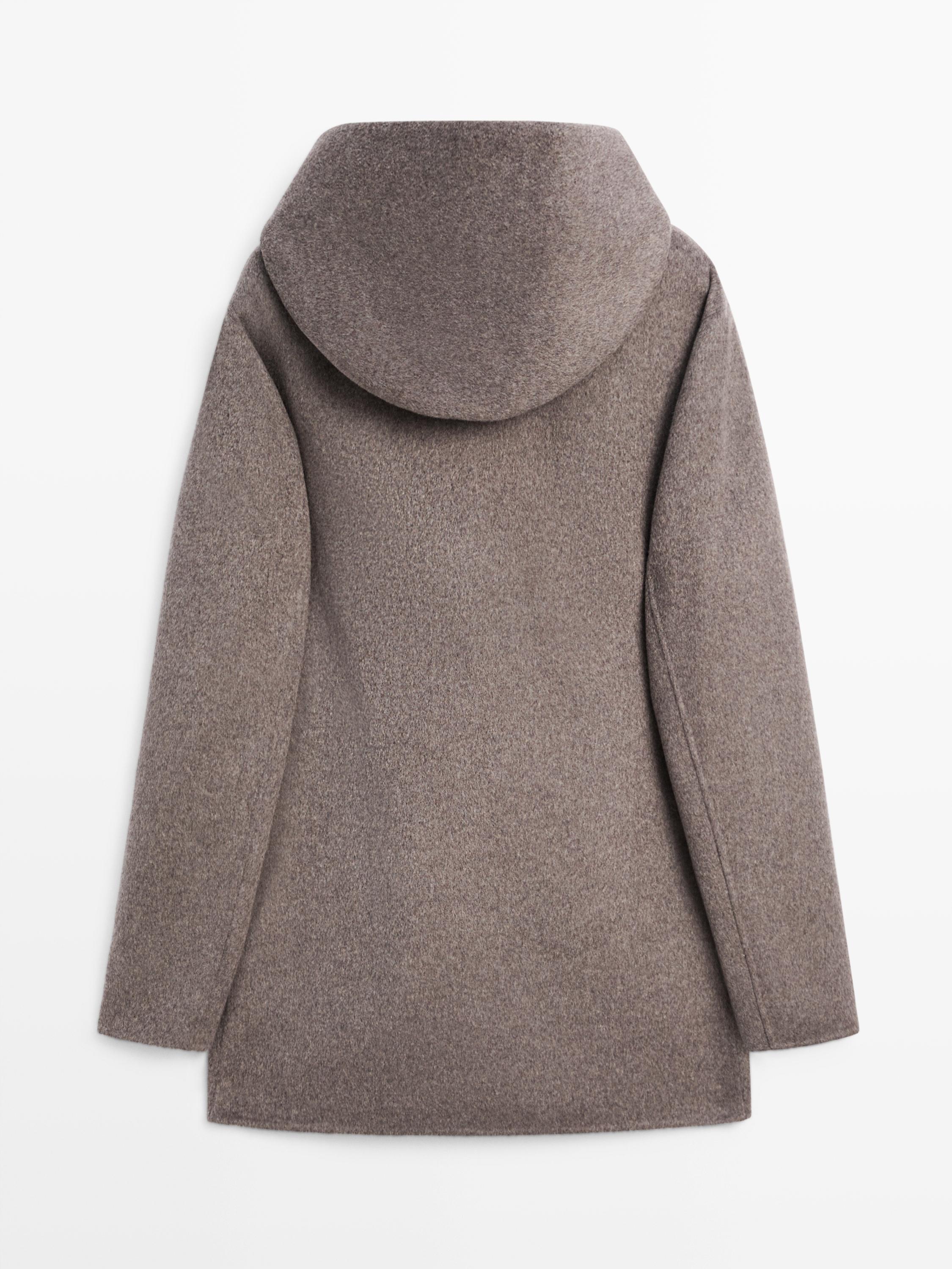 Short wool blend coat with hood